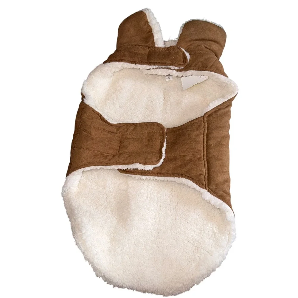 Koolaburra by UGG Dog Coat Large Chestnut Brown Faux Suede Sherpa Lined Jacket